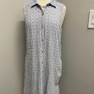 Anthropologie Embellished Midi Shirt Dress Button pockets 12